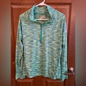 Under Armour AlllSeason Gear Green/Blue/Lime Quarter-Zip Top